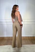 Conjunto Cropped Evasê Calça Pantalona Laura Cheesecake