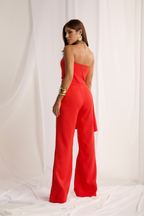 Conjunto Top Strapless Fluido Calça Flare Renata